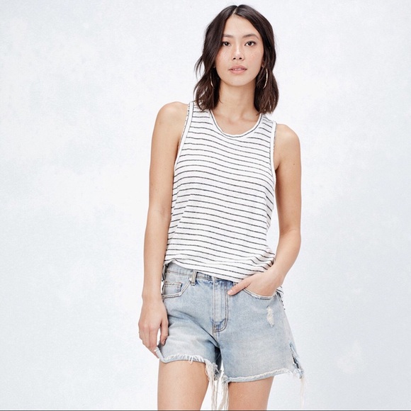 Linen + Rayon Striped Beach Racerback Tank - Picture 6 of 7